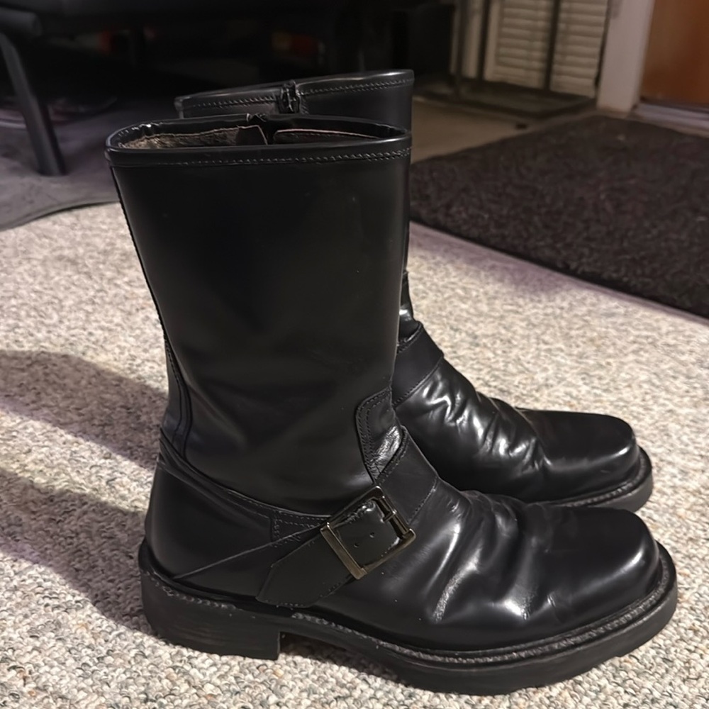Black Leather Mid-Calf Boots Men’s Size 8 1/2